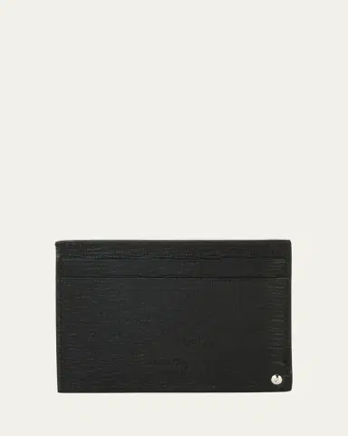 Ferragamo Men's Revival Gancini Leather Card Case with Flip-Out ID Window, Black/Red | Thumbnail 2