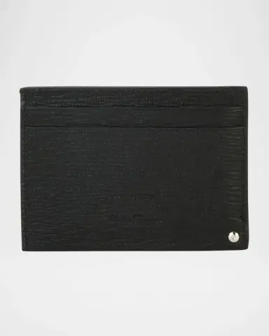 Ferragamo Men's Revival Gancini Leather Card Case with Flip-Out ID Window, Black/Red | Thumbnail 5