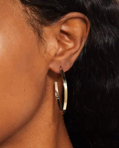 Lana 14K Gold Small Flat Blake Hoop Earrings | Thumbnail 2 Lana 14K Gold Small Flat Blake Hoop Earrings | Thumbnail 2