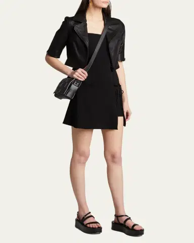 SUSAN BENDER Short-Sleeve Cropped Leather Moto Jacket | Thumbnail 2 SUSAN BENDER Short-Sleeve Cropped Leather Moto Jacket | Thumbnail 2