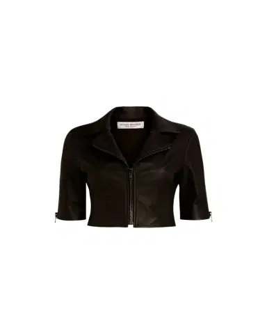 SUSAN BENDER Short-Sleeve Cropped Leather Moto Jacket | Thumbnail 1 SUSAN BENDER Short-Sleeve Cropped Leather Moto Jacket | Thumbnail 1
