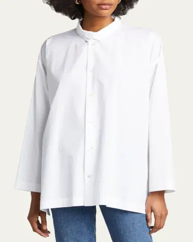Eskandar Slim A-Line Two Collar Shirt With Step Insert (Long Length) | Thumbnail 4 Eskandar Slim A-Line Two Collar Shirt With Step Insert (Long Length) | Thumbnail 4