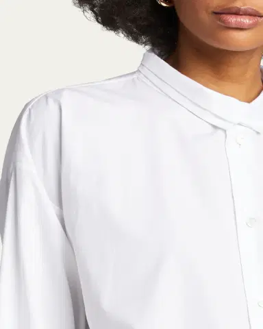 Eskandar Slim A-Line Two Collar Shirt With Step Insert (Long Length) | Thumbnail 5 Eskandar Slim A-Line Two Collar Shirt With Step Insert (Long Length) | Thumbnail 5