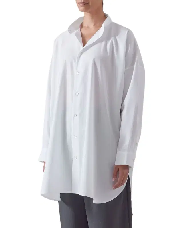 Eskandar Slim A-Line Two Collar Shirt With Step Insert (Long Length)