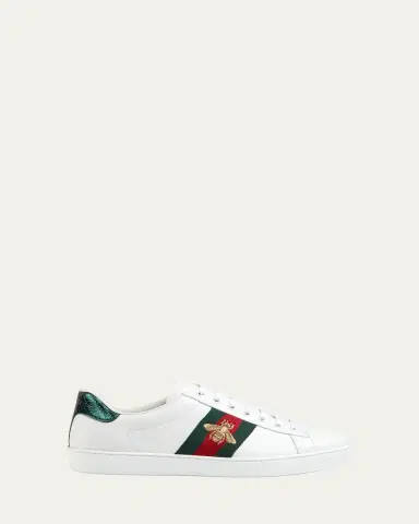 Gucci Men's New Ace Embroidered Low-Top Sneakers | Thumbnail 4 Gucci Men's New Ace Embroidered Low-Top Sneakers | Thumbnail 4