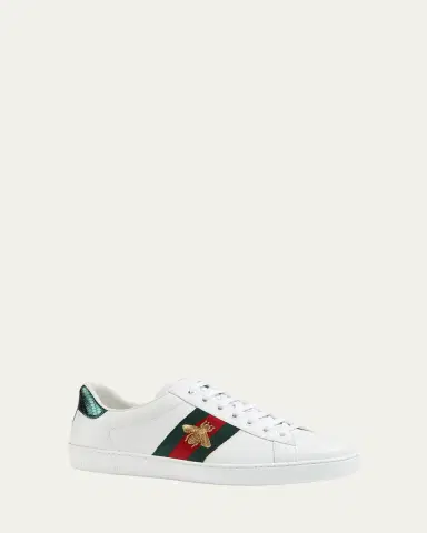 Gucci Men's New Ace Embroidered Low-Top Sneakers | Thumbnail 5 Gucci Men's New Ace Embroidered Low-Top Sneakers | Thumbnail 5
