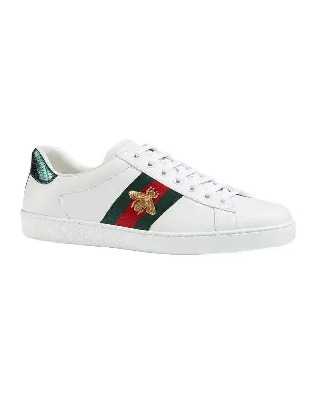 Gucci Men's New Ace Embroidered Low-Top Sneakers