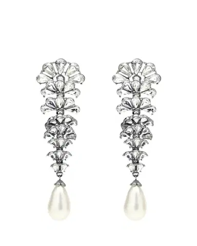 ben-amun Crystal Fan Earrings w/ Pearly Teardrop | Thumbnail 1 ben-amun Crystal Fan Earrings w/ Pearly Teardrop | Thumbnail 1