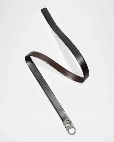 Ferragamo Men's Reversible Leather Double-Gancio Belt | Thumbnail 7