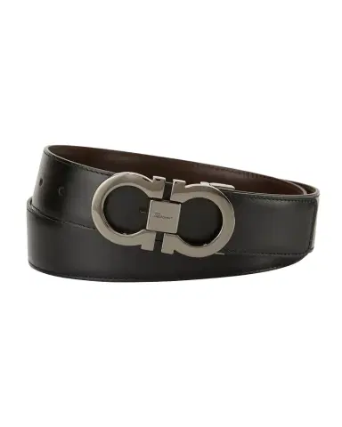 Ferragamo Men's Reversible Leather Double-Gancio Belt | Thumbnail 1