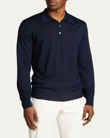 Bergdorf Goodman Long-Sleeve Cashmere Polo Sweater | Thumbnail 14