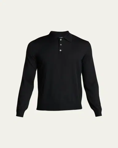 Bergdorf Goodman Long-Sleeve Cashmere Polo Sweater | Thumbnail 6