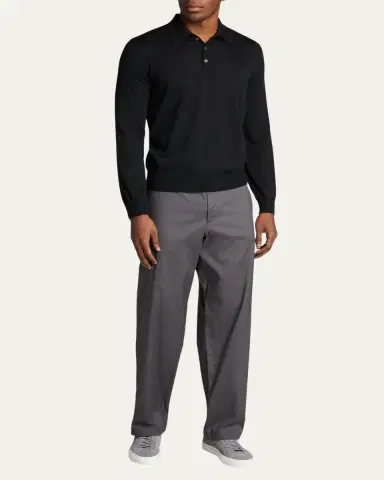 Bergdorf Goodman Long-Sleeve Cashmere Polo Sweater | Thumbnail 7