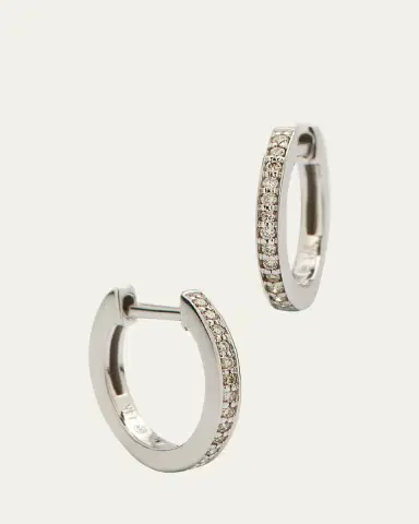 Sydney Evan 14k White Gold Diamond Huggie Hoop Earrings | Thumbnail 3
