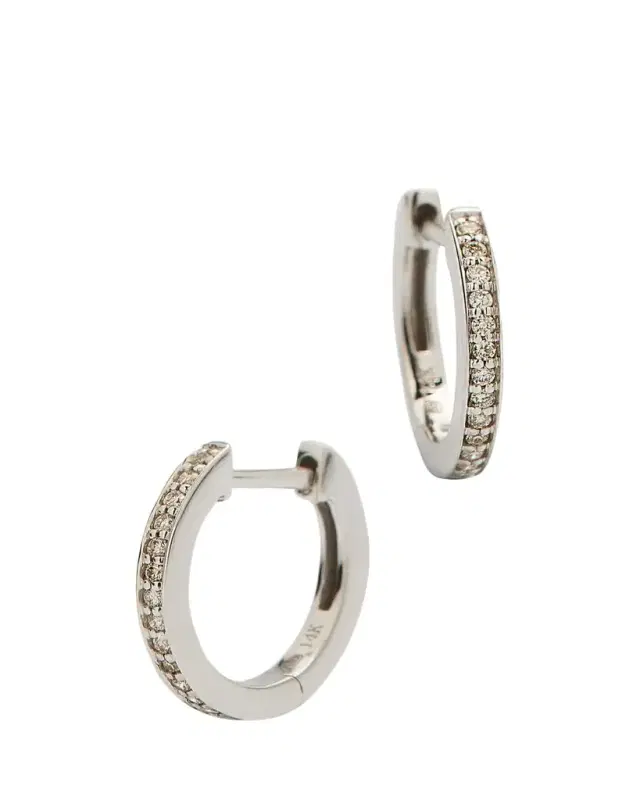 Sydney Evan 14k White Gold Diamond Huggie Hoop Earrings