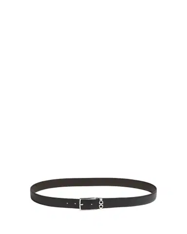 Ferragamo Men's Reversible Textured Leather Belt with Classic Buckle | Thumbnail 1