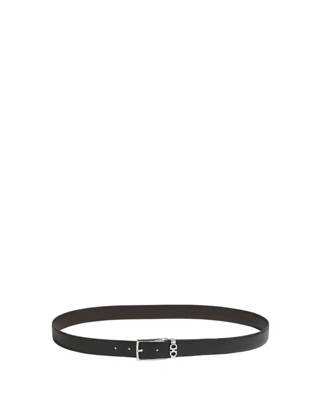 Ferragamo Men's Reversible Textured Leather Belt with Classic Buckle