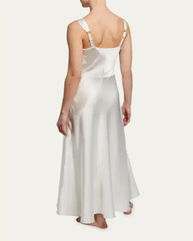 Christine Lingerie Bijoux Lace-Inset Silk Gown | Thumbnail 5