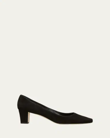 Manolo Blahnik Okkatopla Suede Block-Heel Pump | Thumbnail 6