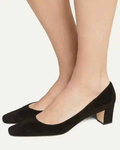 Manolo Blahnik Okkatopla Suede Block-Heel Pump | Thumbnail 7
