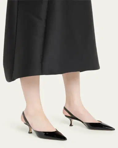 Manolo Blahnik Carolyne Low-Heel Patent Halter Pumps | Thumbnail 2