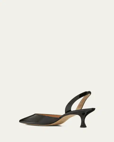 Manolo Blahnik Carolyne Low-Heel Patent Halter Pumps | Thumbnail 4