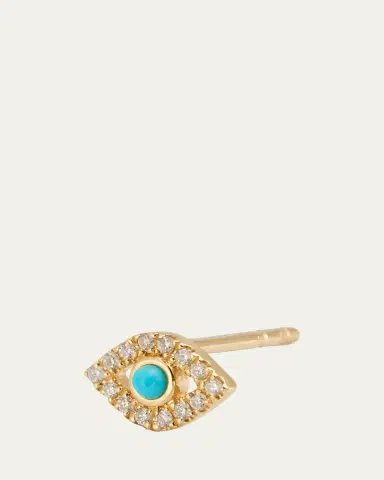 Sydney Evan Small Turquoise Cabochon & Diamond Evil Eye Single Earring | Thumbnail 3 Sydney Evan Small Turquoise Cabochon & Diamond Evil Eye Single Earring | Thumbnail 3