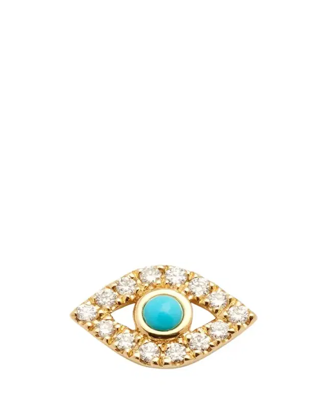 Sydney Evan Small Turquoise Cabochon & Diamond Evil Eye Single Earring