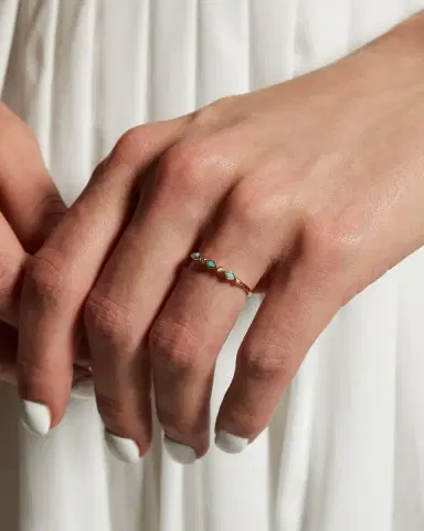 Sydney Evan Turquoise Bezel & Diamond Stacking Ring | Thumbnail 2