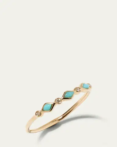 Sydney Evan Turquoise Bezel & Diamond Stacking Ring | Thumbnail 4