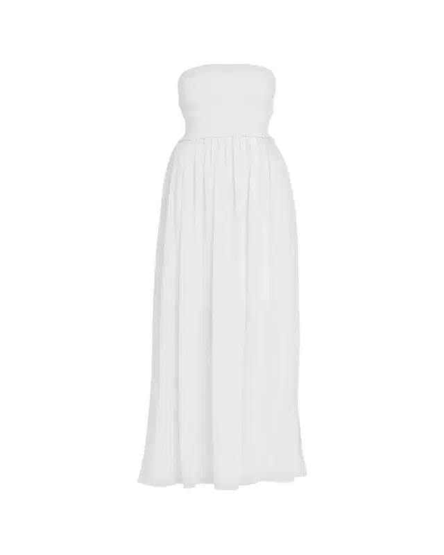 Ramy Brook Calista Smocked Strapless Side-Split Coverup Dress