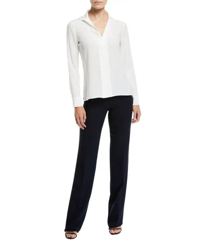 Carole Straight-Leg Wool Double-Face Pants