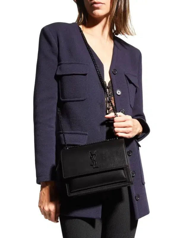 Saint Laurent Sunset Medium YSL Shoulder Bag in Smooth Leather