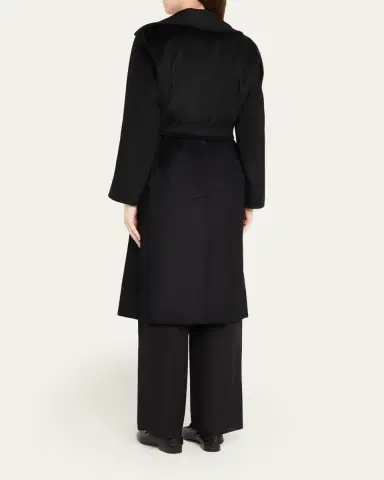 Max Mara Manuela Belted Camel Hair Coat, Black | Thumbnail 3