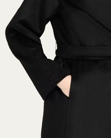 Max Mara Manuela Belted Camel Hair Coat, Black | Thumbnail 5