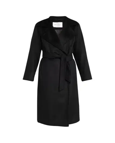 Max Mara Manuela Belted Camel Hair Coat, Black | Thumbnail 1