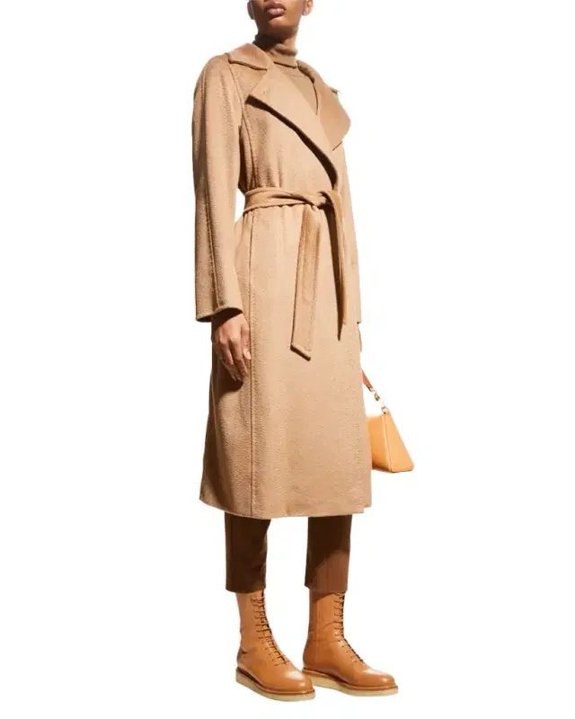 Manuela Belted Camel Hair Coat, Camel