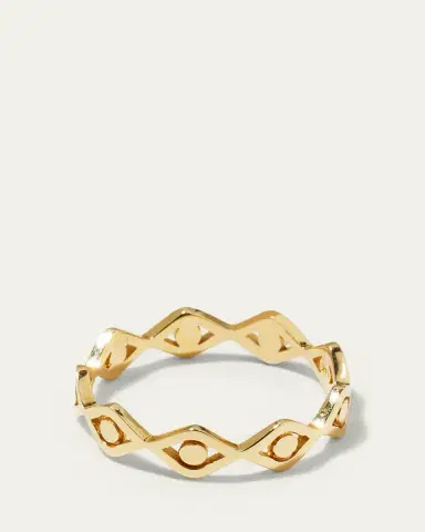 Sydney Evan 14k Yellow Gold Small Pure Evil Eye Eternity Ring, Size 6 | Thumbnail 4