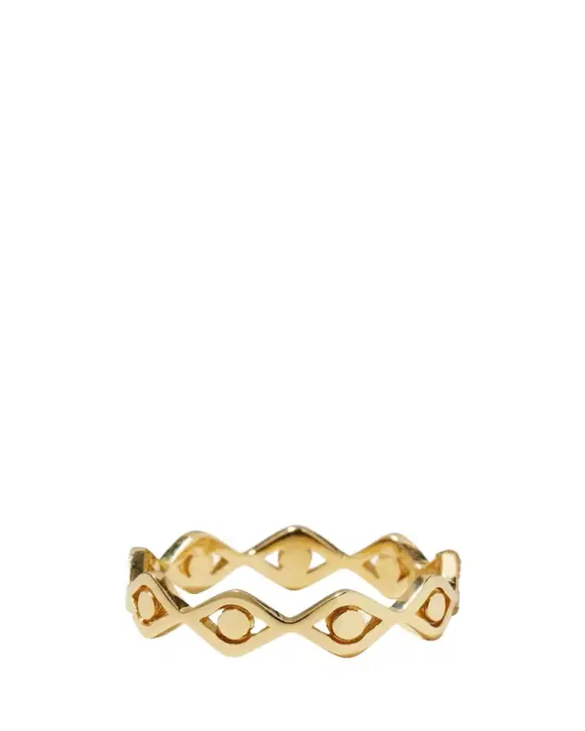 14k Yellow Gold Small Pure Evil Eye Eternity Ring, Size