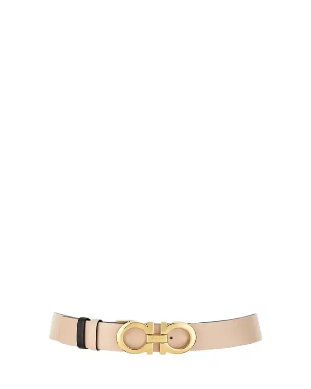Gancini-Buckle Reversible Leather Belt