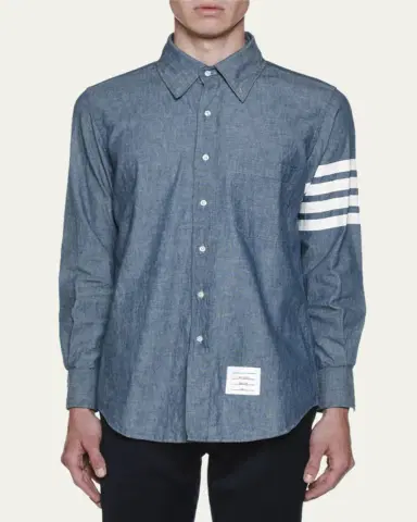 Thom Browne Men's Chambray Long-Sleeve Shirt | Thumbnail 2 Thom Browne Men's Chambray Long-Sleeve Shirt | Thumbnail 2
