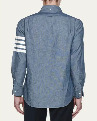 Thom Browne Men's Chambray Long-Sleeve Shirt | Thumbnail 3 Thom Browne Men's Chambray Long-Sleeve Shirt | Thumbnail 3