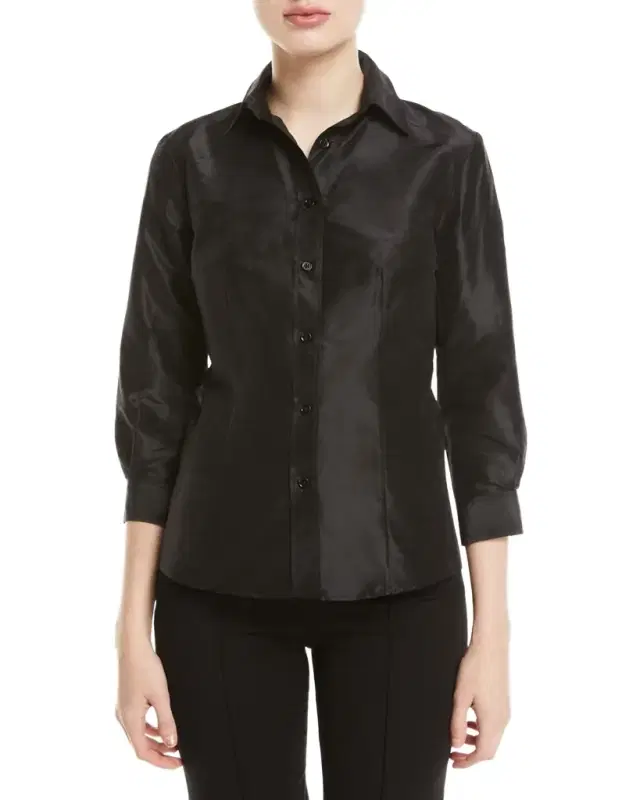 Taffeta Button-Front Shirt
