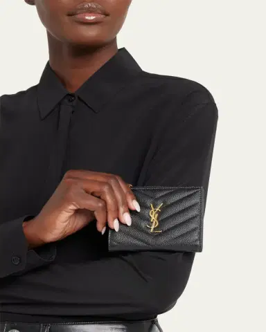Saint Laurent YSL Monogram Small Ziptop Wallet in Grained Leather | Thumbnail 2 Saint Laurent YSL Monogram Small Ziptop Wallet in Grained Leather | Thumbnail 2
