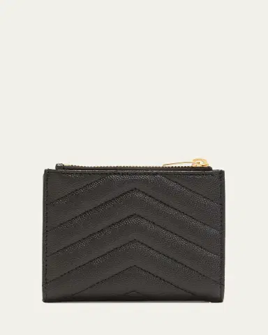 Saint Laurent YSL Monogram Small Ziptop Wallet in Grained Leather | Thumbnail 3 Saint Laurent YSL Monogram Small Ziptop Wallet in Grained Leather | Thumbnail 3