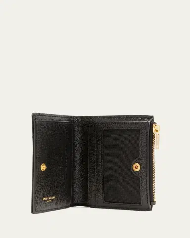 Saint Laurent YSL Monogram Small Ziptop Wallet in Grained Leather | Thumbnail 4 Saint Laurent YSL Monogram Small Ziptop Wallet in Grained Leather | Thumbnail 4