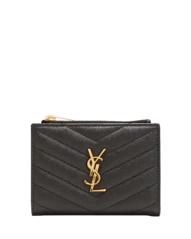 Saint Laurent YSL Monogram Small Ziptop Wallet in Grained Leather | Thumbnail 1 Saint Laurent YSL Monogram Small Ziptop Wallet in Grained Leather | Thumbnail 1