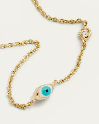 Sydney Evan 14k Gold Evil Eye Necklace with Single Diamond | Thumbnail 3 Sydney Evan 14k Gold Evil Eye Necklace with Single Diamond | Thumbnail 3