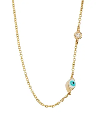 Sydney Evan 14k Gold Evil Eye Necklace with Single Diamond | Thumbnail 1 Sydney Evan 14k Gold Evil Eye Necklace with Single Diamond | Thumbnail 1