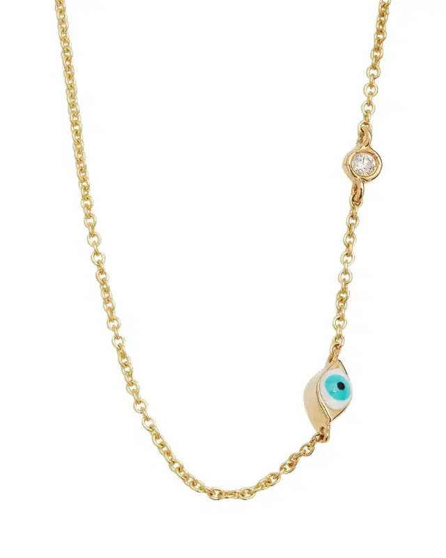 Sydney Evan 14k Gold Evil Eye Necklace with Single Diamond